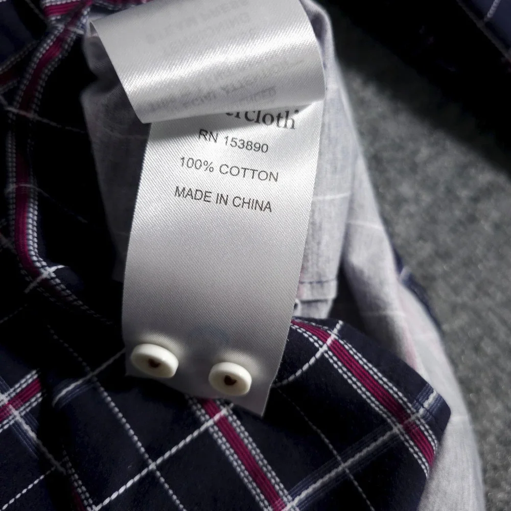 Butter Cloth Mens Large Long Sleeve Flip Cuff Geometric Shirt Red Blue Button Up